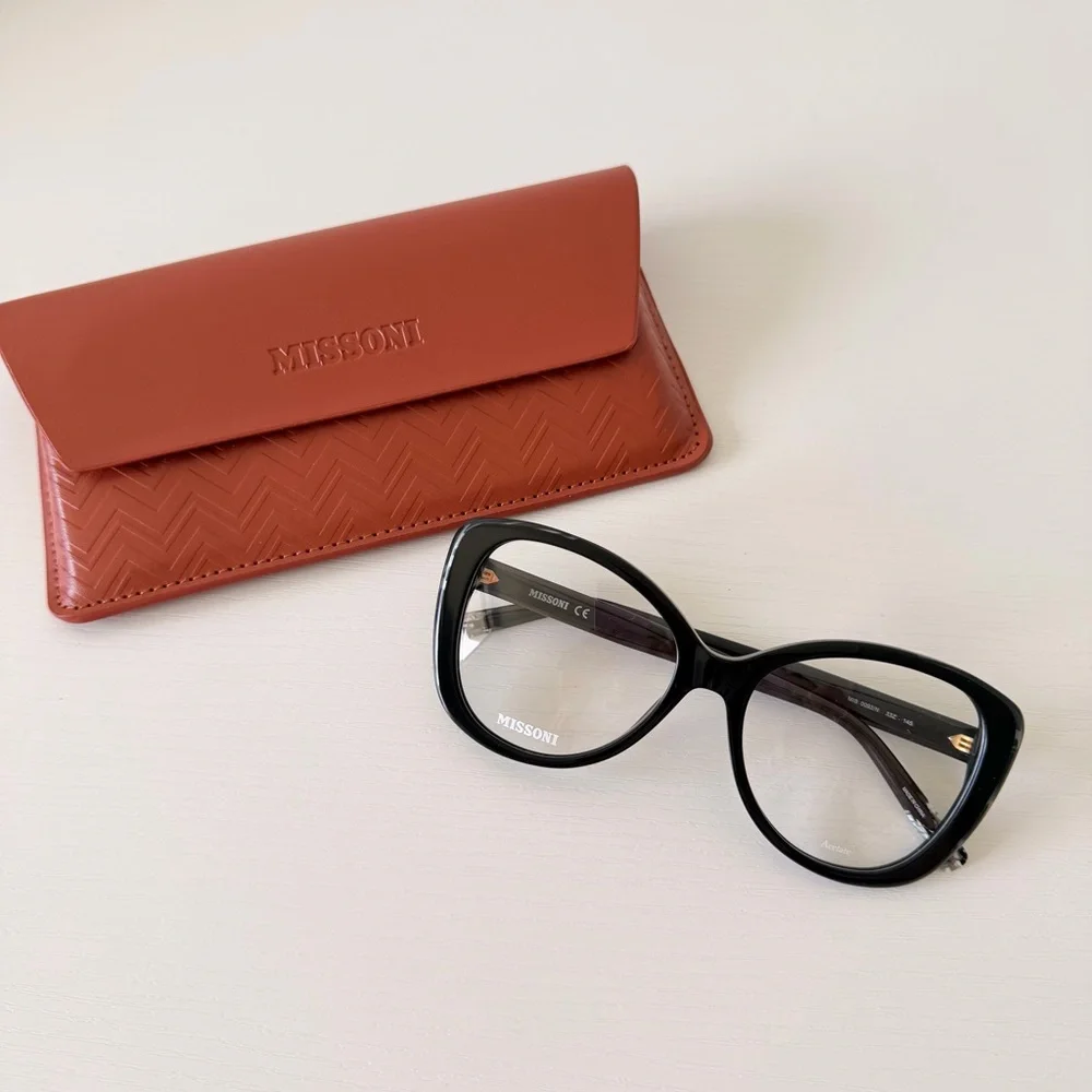 New! Missoni MIS0093/N 33Z Black Oversized Glasses with Chain Authentic